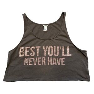 I‎ Love H81 Tank Top T Women's M Brown Crop Best You'll Never Have Beach Surf
